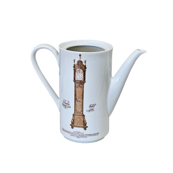 Mitterteich Porzellan Coffee Tea Pot With Brown Lid & Clock Design - Picture 11 of 12